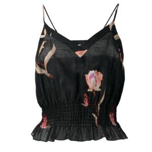 Nanushka Floral Print Ruched Top